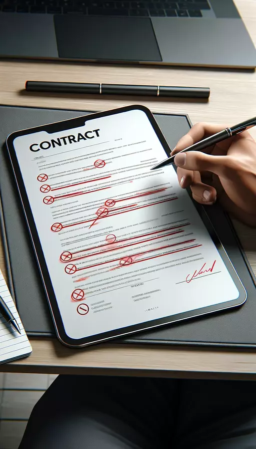 Marked up video contract for review - AI Generated