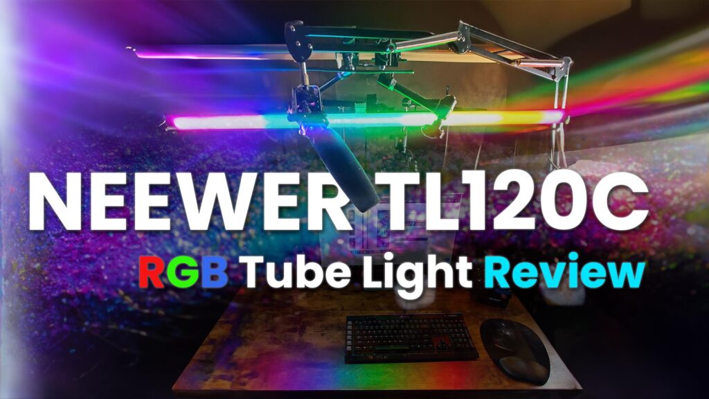 Neewer TL120C RGB tube light review setup.